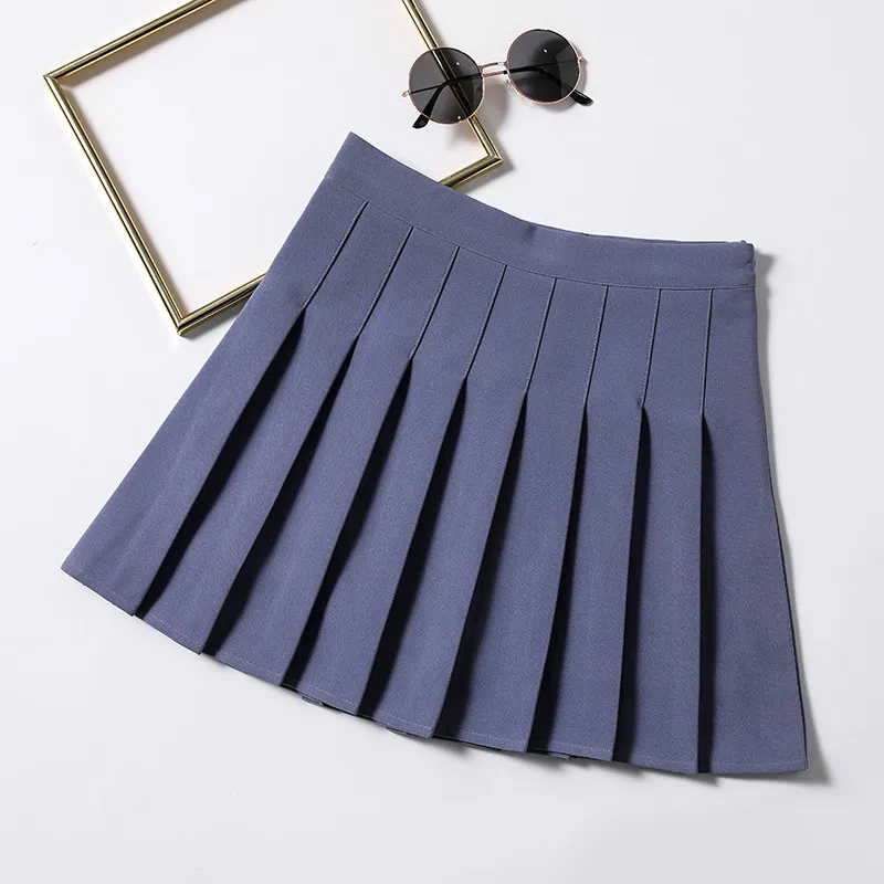 Winter New Temperament Loose High Waist French A Line Pleated Skirt - Blue