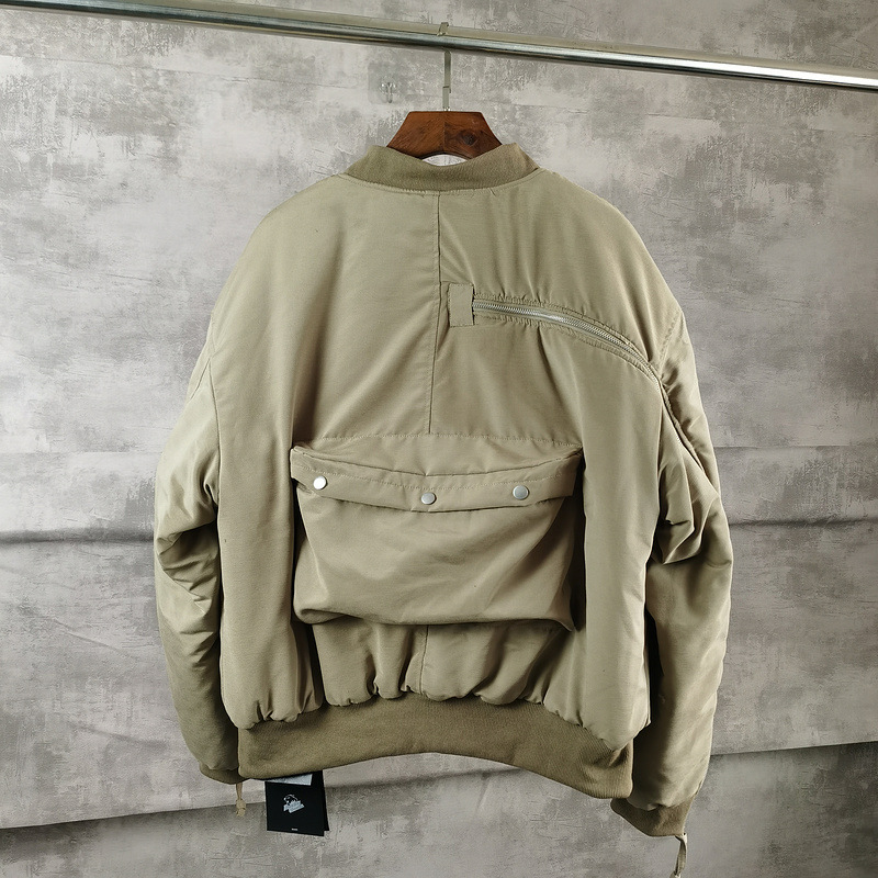 Spliced Padded Jacket With Zipper And Large Pockets