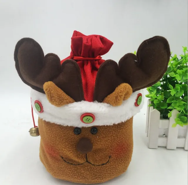 Santa Snowman Gift Candy Bell Bag Christmas Decoration Holiday Gift Bag Reindee - Shop at LoveMi