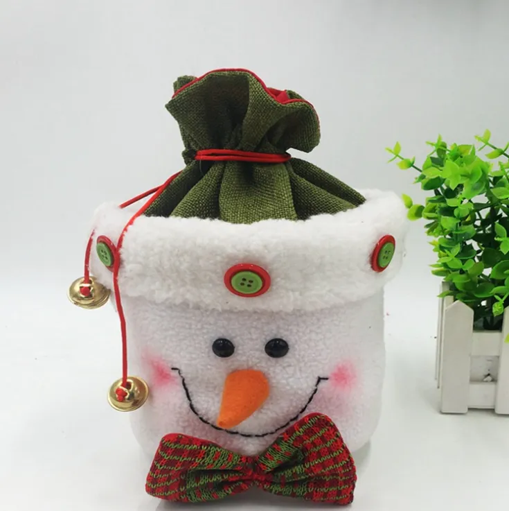 Santa Snowman Gift Candy Bell Bag Christmas Decoration Holiday Gift Bag - Snowman