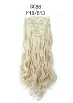 Inter-colour T-colour chemical fibre hightemperature silk clip hair clip hair extension hair clip long roll wig - View 1