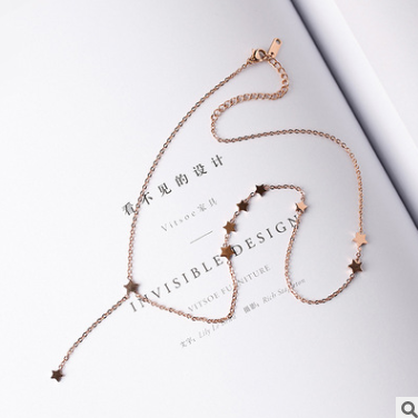 Fashion temperament stars little side fringed titanium steel rose gold clavicle chain