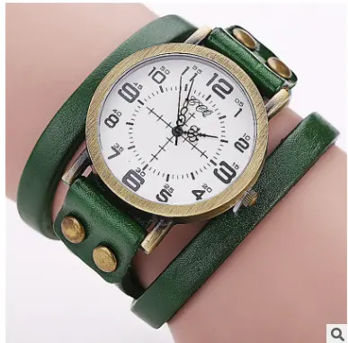 CCQ Vintage Leather Bracelet Watch Antique Women