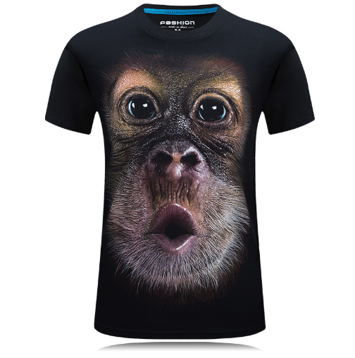3D personalized animal print casual large size short-sleeved T-shirt male