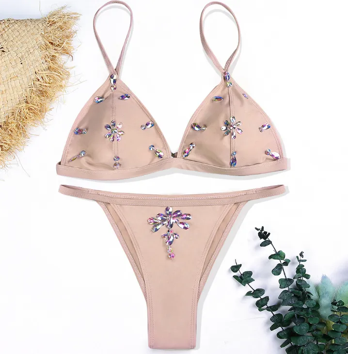 Women's Luxury Bling Diamond Bikini Set Women Push Up Bikini Set Swimsuit Crystal Bathing Suit Brazilian Low Waist Swimwear - Women'S Luxury Bling ...
