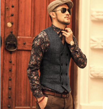 Men's woolen double-breasted vest