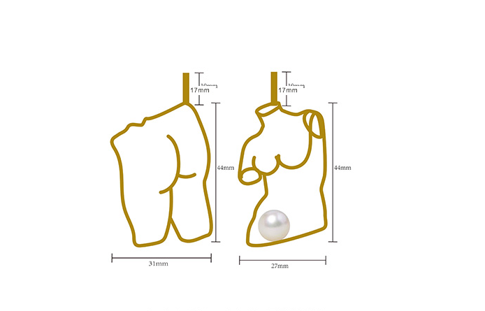 Human Body Sculpture Creative Earrings Pearl Gold Plated Earrings