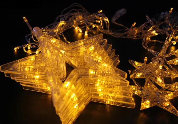 Festival Lantern Strings Window Decoration Props Lantern Light String Size Pentagram Light Curtain Light Yellow - Shop at LoveMi