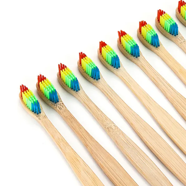 Bamboo Toothbrush Rainbow Colorful Environmental Protection Handle