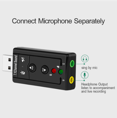7.1 External USB Sound Card USB to Jack 3.5mm Headphone Audio Adapter Micphone Sound Card 6