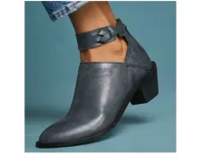 Women Cut Out Booties Buckle Strap Back Zipper Leather Ankle Casual Boots Female Shoes Calzado Mujer - Gray - View 1