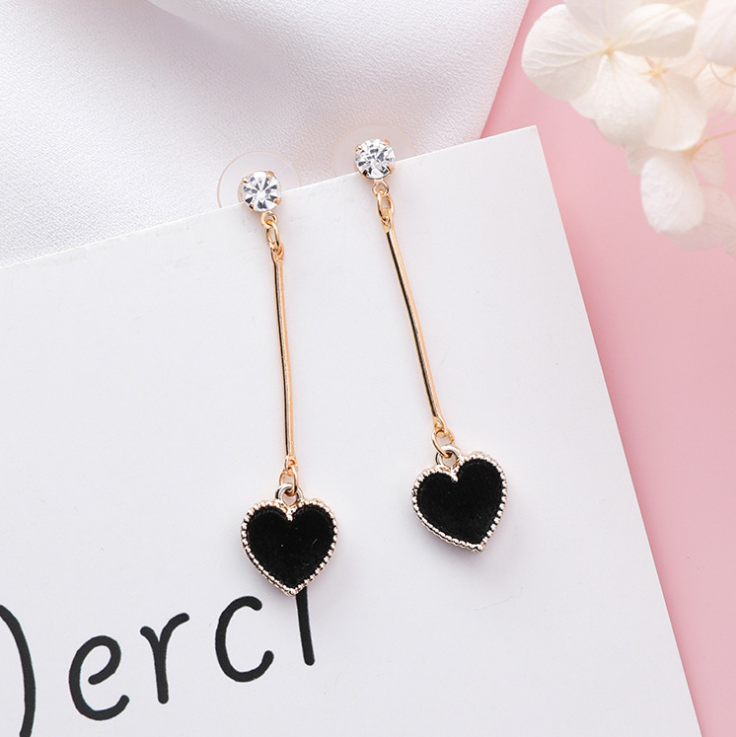 Sweet heart temperament wild earrings color matching velvet love earrings