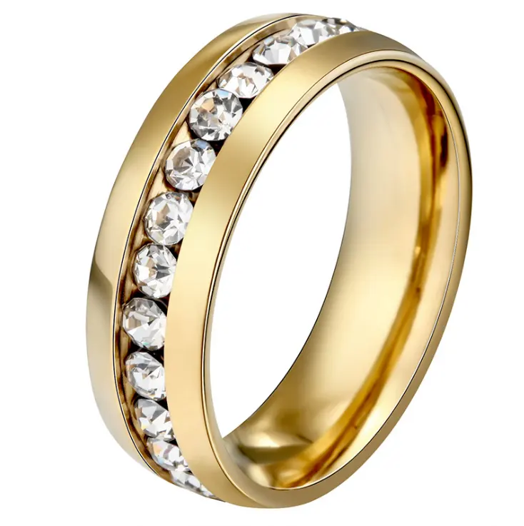 New Fashion Crystal Rings for Women Gold Color Stainless