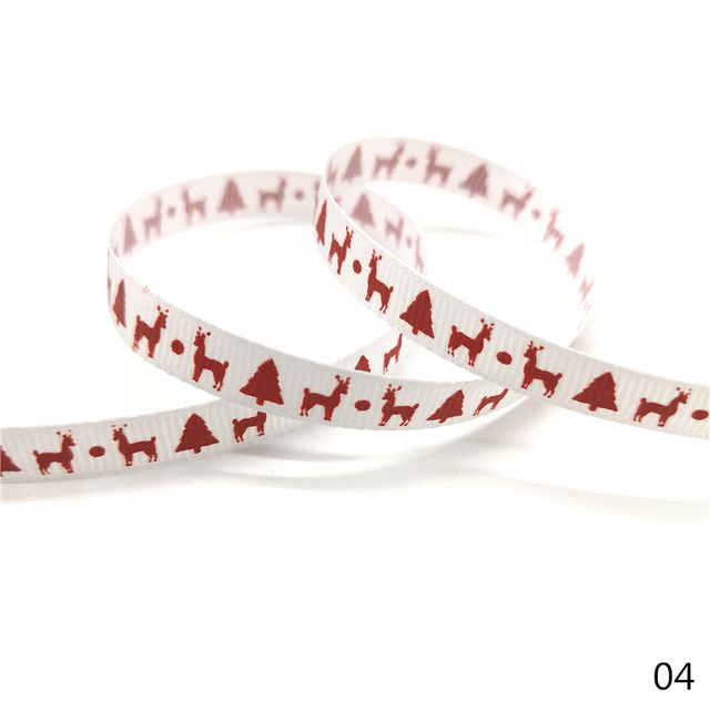 Size 5 10mm Christmas Ribbon Printed Grosgrain Ribbon