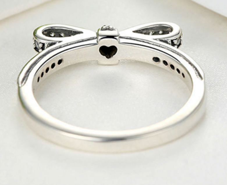 Korean version of the cute bow ring female 30% silver jewelry small girl ring fashion jewelry Thai silver ring