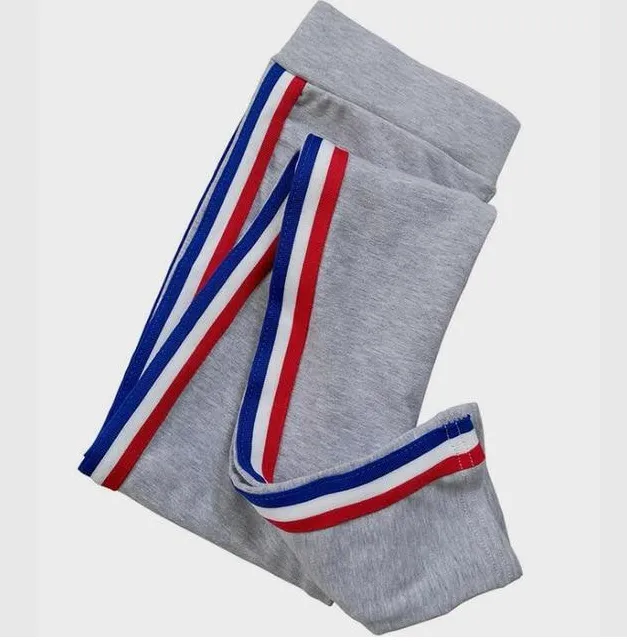 Side stripe sport versatile slim leggings female stretch outside wearing pencil pants cotton new feet pants White Blue Gray - Shop at LoveMi