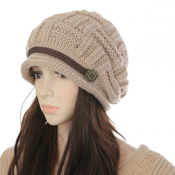 Women's Fashion Braided Autumn Winter Warm Baggy Beanie knitted hat crocheted hat 989D