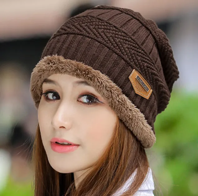 Knit Hat Female Winter ThickeningCap Warm Earmuffscap Head Outdoor Cycling Korean Version Of The Tide Collar Wool Hat Single Hat Coffee - Shop at LoveMi