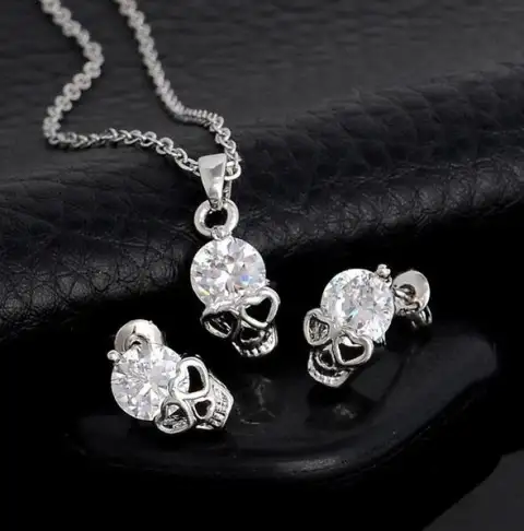 New Fashion Gold Color Skull Women Jewelry Sets Crystal