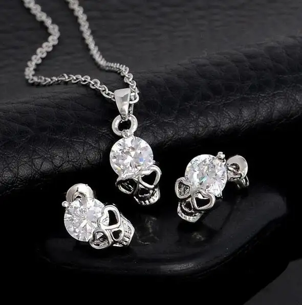 New Fashion Gold Color Skull Women Jewelry Sets Crystal
