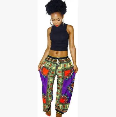 Sexy Bohemian Totem Digital Positioning Print Casual Pants Wide Leg Pants - Purple