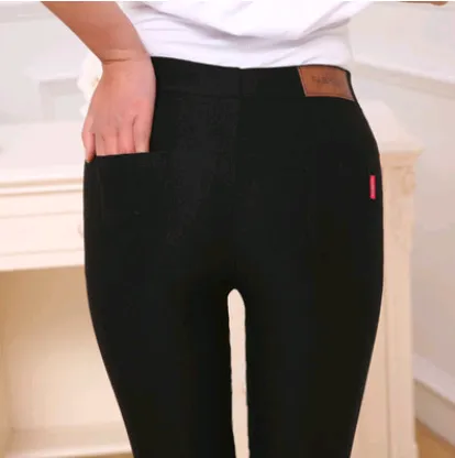 Plus velvet leggings pants thickening autumn and winter wear new feet high waist tight black pencil trousers Thin Sheet - Shop at LoveMi