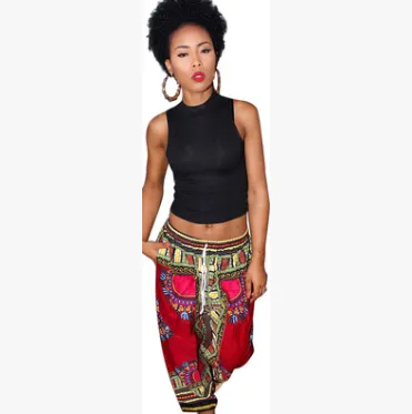 Sexy Bohemian Totem Digital Positioning Print Casual Pants Wide Leg Pants - Red