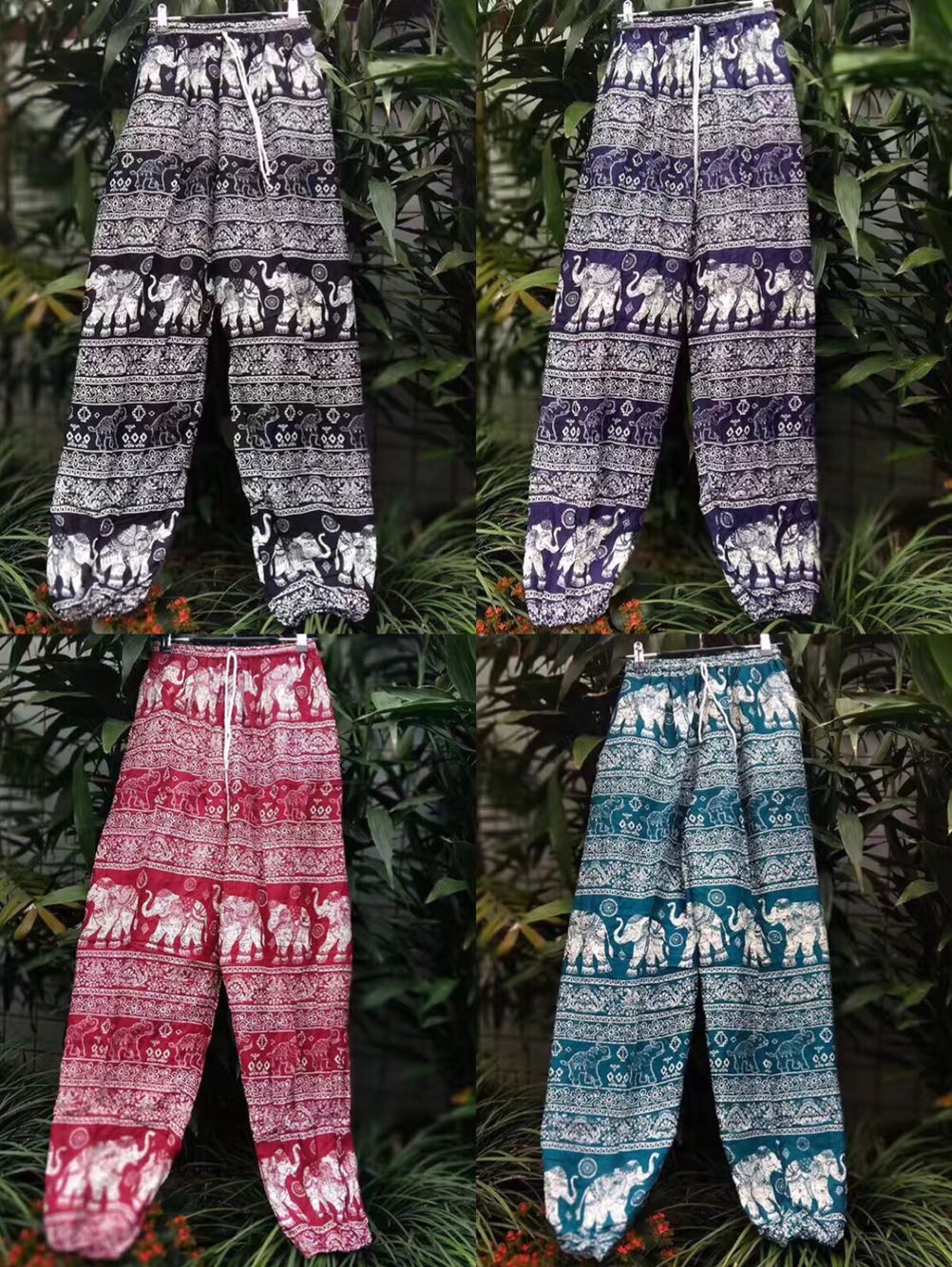 Comfortable Soft Cotton Linen Baroque Gothic Elephant Pant, lastic Waist Harem Wide Leg Pants Bloomers Trouser Deporte Fitness