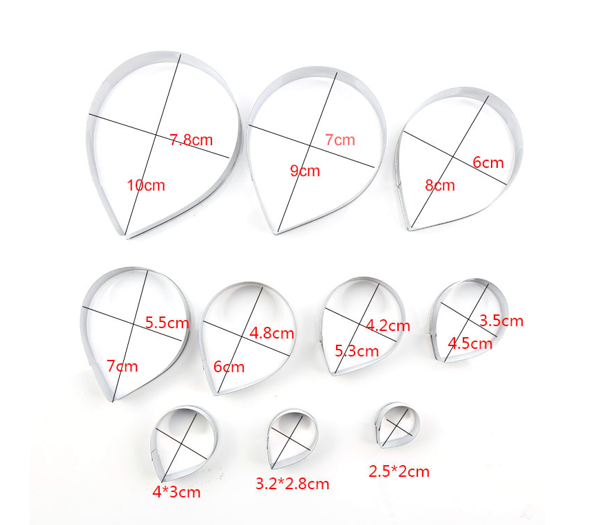 10-piece stainless steel fondant pinch flower cake tool rose petal cut mold