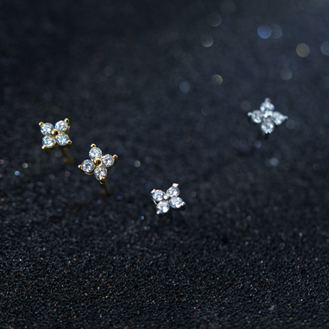 S925 silver flower earrings