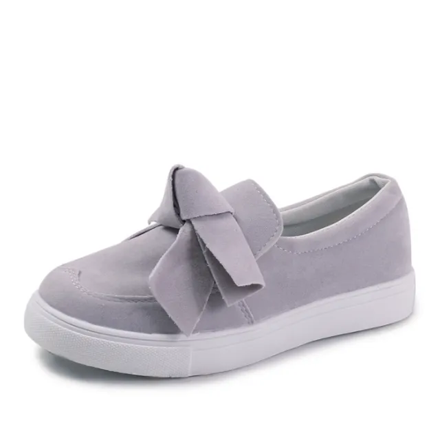 Women Nubuck Loafers Casual Bowknot Shoes Grey - Shop at LoveMi