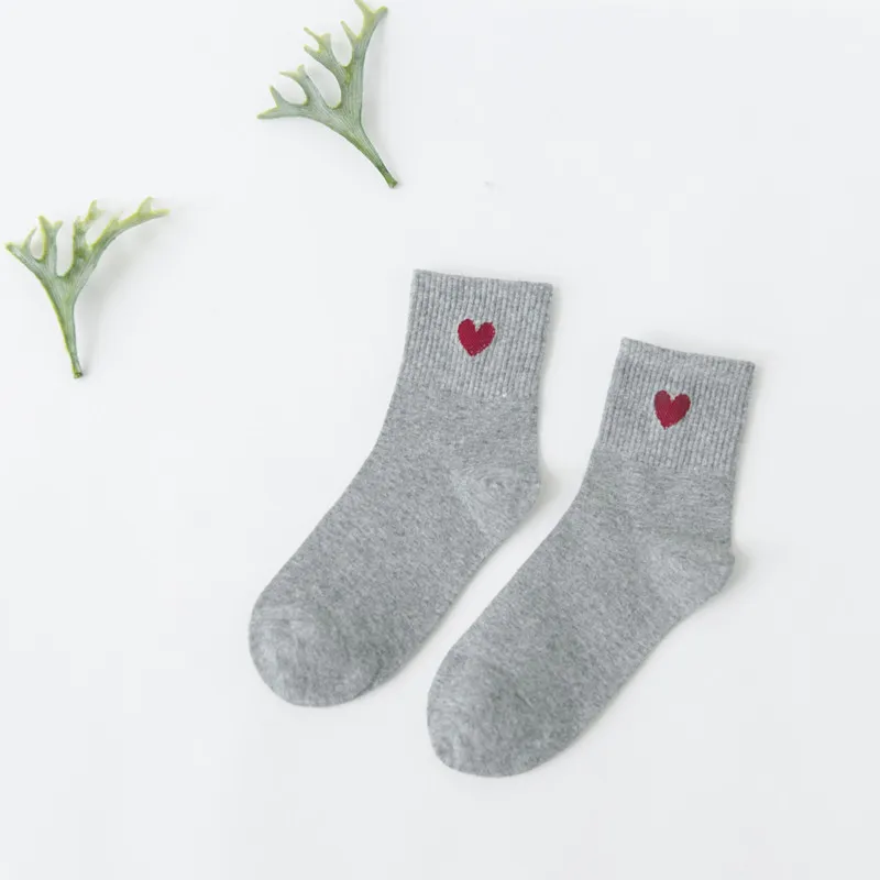 Korean wild tube socks female 200 needle cotton love - Gray