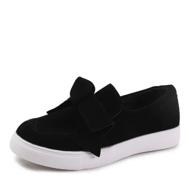 Women Nubuck Loafers Casual Bowknot Shoes Black - Shop at LoveMi