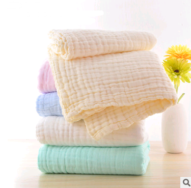 Infant color cotton quilt is covered with cotton six-layer pleated bubble yarn newborn plain blanket — foto 9