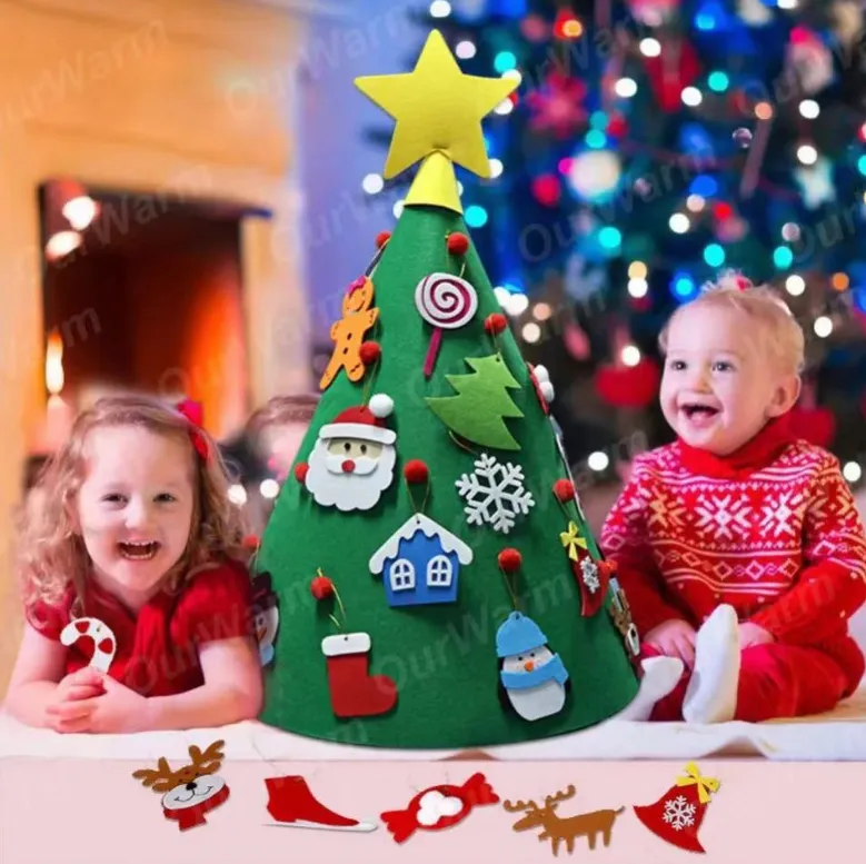 Felt Christmas Tree Three-dimensional Christmas Tree Pendant Children's Puzzle Handmade DIY – image 3