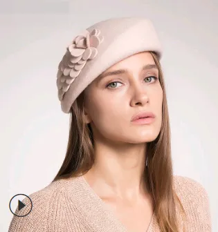 Autumn and winter season new painter hat wool hat hat ladies Europe and America beret stewardess hat Nude - Shop at LoveMi