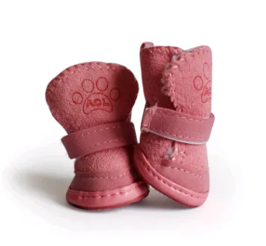 Dog Shoes Pet Shoes Lambskin Snow Shoes Cotton Shoes Khaki Pink - Shop at LoveMi
