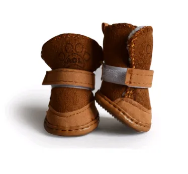 Dog Shoes Pet Shoes Lambskin Snow Shoes Cotton Shoes Khaki Khaki - Shop at LoveMi
