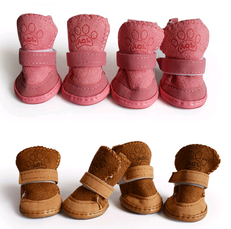 Обувь для собак Обувь для домашних животных Зимняя обувь из овечьей кожи Хлопковая обувь цвета хаки