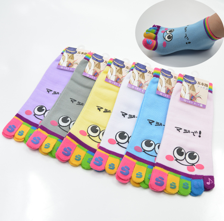 reative cartoon cute five-finger socks women's socks short paragraph ladies cotton toe socks
