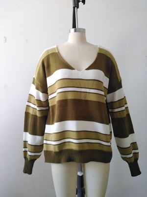Casual striped V-neck sweater top