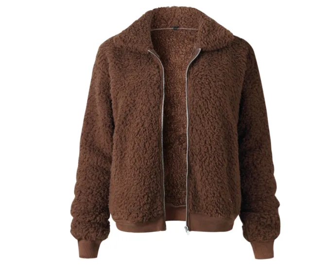 Explosion models plus velvet thick lapel short jacket women's long sleeved cardigan wild shirt Red Coffee - Shop at LoveMi