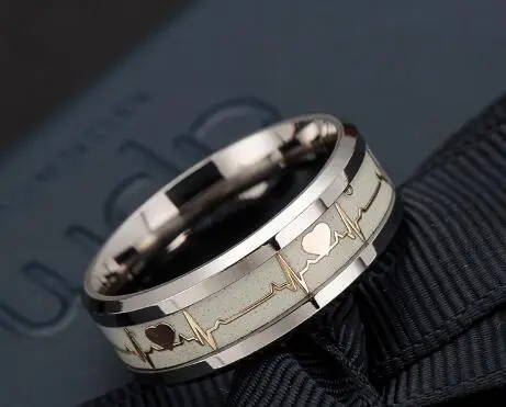 ECG Couple Carbon Fiber Ring Luminous Jewelry - Luminous