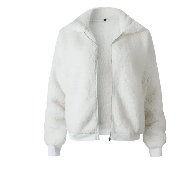 Explosion models plus velvet thick lapel short jacket women's long sleeved cardigan wild shirt White - Shop at LoveMi