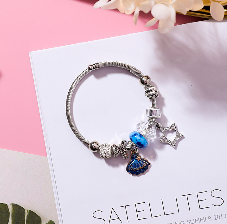 Beaded Star Shell Stainless Steel Adjustable Bracelet Crystal Bracelet Ethnic Wind Love Bracelet Female