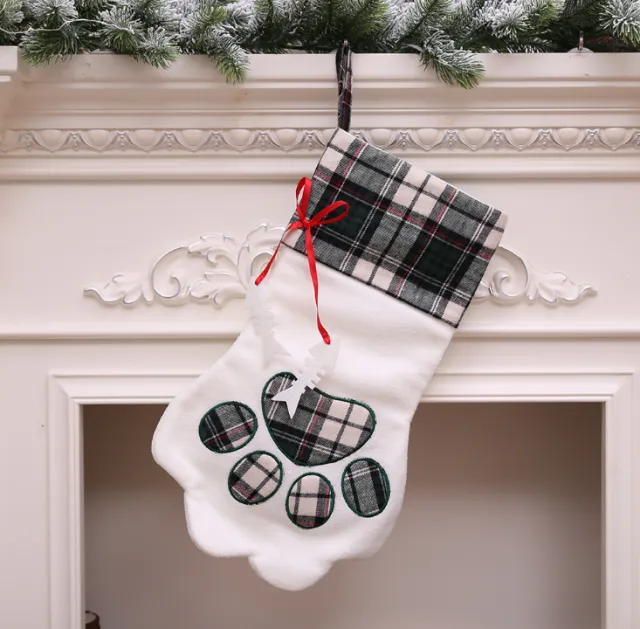 Dog paw Christmas stocking Dark Green - Shop at LoveMi