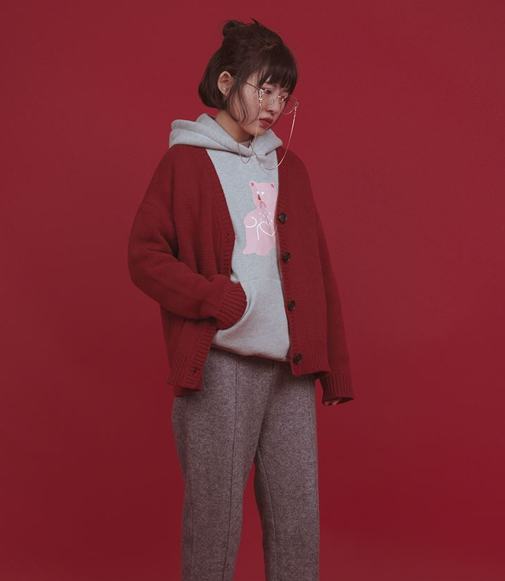 Fun Illustration Sweater Cardigan Coat