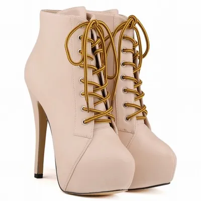 Waterproof super high heel shoes 14cm Apricot - Shop at LoveMi