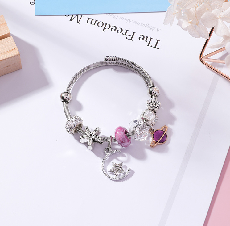 Star Moon Beaded Bracelet Retro Ethnic Style Personality Jewelry Saturn Moon Holiday Wind Bracelet Female