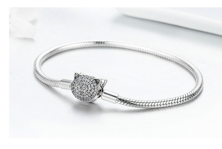 European and American popular personality set with inlaid cat S925 sterling silver bracelet DIY beaded bracelet